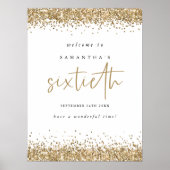 Gold Glitter 60th Birthday Party Welcome Poster (Voorkant)