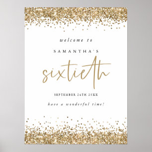 Gold Glitter 60th Birthday Party Welcome Poster