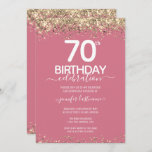 Gold Glitter 70th Birthday Party Invitation Kaart<br><div class="desc">Elegant Faux Gold glitter met de scherpende confetti hoogtepunten op de boven- en ondergrens. Alle tekst kan worden aangepast en kan eenvoudig worden gewijzigd voor uw eigen wensen. Geweldig elegante sjabloon voor 70ste verjaardag.</div>