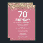 Gold Glitter 70th Birthday Party Invitation Kaart<br><div class="desc">Elegant Faux Gold glitter met de scherpende confetti hoogtepunten op de boven- en ondergrens. Alle tekst kan worden aangepast en kan eenvoudig worden gewijzigd voor uw eigen wensen. Geweldig elegante sjabloon voor 70ste verjaardag.</div>