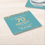 Gold Glitter 70th Birthday Save the Date Kartonnen Onderzetters<br><div class="desc">Elegant Faux Gold glitter met de scherpende confetti hoogtepunten op de boven- en ondergrens. Alle tekst kan worden aangepast en kan eenvoudig worden gewijzigd voor uw eigen wensen. Geweldig elegante sjabloon voor 70ste verjaardag. Sla de herinnering datum onderzetters op.</div>