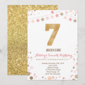 Gold Glitter 7e uitnodiging op zaterdag (Voorkant / Achterkant)