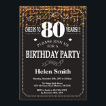 Gold Glitter 80e verjaardag uitnodiging<br><div class="desc">Gouden Glitter 80e verjaardag uitnodiging. Witte typografie. Zwart-wit schoolbord achtergrond. Verjaardag voor volwassenen. Verjaardag van Mannen of vrouwen. Kinder jongen of meisje dame tiener Bday Nodig uit. 13e 15e 16e 18e 20e 21e 30e 40e 50e 60e 70e 80e 90e 100e. Elke leeftijd. Voor verdere aanpassing klikt u op de knop...</div>