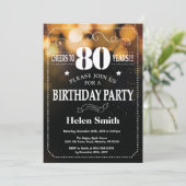 Gold Glitter 80th Birthday Invitation Kaart (Staand voorkant)