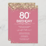 Gold Glitter 80th Birthday Party Invitation Kaart<br><div class="desc">Elegant Faux Gold glitter met de scherpende confetti hoogtepunten op de boven- en ondergrens. Alle tekst kan worden aangepast en kan eenvoudig worden gewijzigd voor uw eigen wensen. Geweldig elegante sjabloon voor 80ste verjaardag.</div>