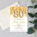 Gold Glitter 80th Birthday Party Invitation Kaart<br><div class="desc">Dit is een gouden glitter met de naam '80ste verjaardag'.</div>