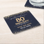 Gold Glitter 80th Birthday Save the Date Kartonnen Onderzetters<br><div class="desc">Elegant Faux Gold glitter met de scherpende confetti hoogtepunten op de boven- en ondergrens. Alle tekst kan worden aangepast en kan eenvoudig worden gewijzigd voor uw eigen wensen. Geweldig elegante sjabloon voor 80ste verjaardag. Sla de herinnering datum onderzetters op.</div>