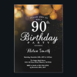 Gold Glitter 90th Birthday Invitation Card Kaart<br><div class="desc">Gold Glitter 90th Birthday Invitation Card. Volwassen verjaardag. Glitter Bokeh achtergrond. 16e 18e 21e 30e 40e 50e 70e 80e 90e 100e. Elke leeftijd. Voor verdere aanpassing,  te klikken gelieve de knoop "van de Aanpassing het"en ons ontwerphulpmiddel te gebruiken om deze sjabloon te wijzigen.</div>