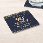 Gold Glitter 90th Birthday Save the Date Kartonnen Onderzetters<br><div class="desc">Elegant Faux Gold glitter met de scherpende confetti hoogtepunten op de boven- en ondergrens. Alle tekst kan worden aangepast en kan eenvoudig worden gewijzigd voor uw eigen wensen. Geweldig elegante 90e verjaardag sjabloon. Sla de datum op met een herinnering voor de kustvaart.</div>