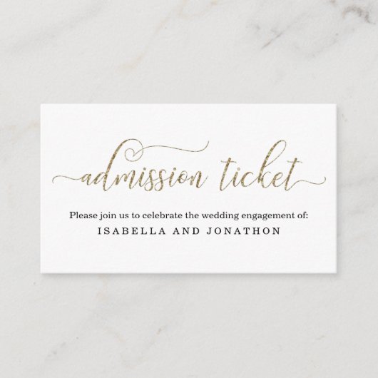 Gold Glitter Admission Ticket Behuizing Kaart (Voorkant)