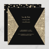Gold Glitter Afbeelding & B/W Foto Save the Date (Voorkant / Achterkant)