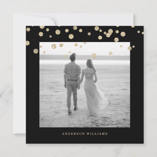 Gold Glitter Afbeelding & B/W Foto Save the Date (Achterkant)