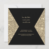 Gold Glitter Afbeelding & B/W Foto Save the Date (Voorkant)