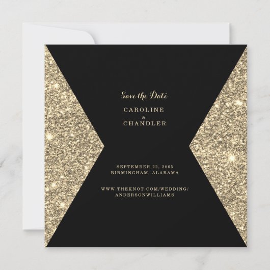 Gold Glitter Afbeelding & B/W Foto Save the Date (Voorkant)