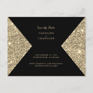 Gold Glitter Afbeelding en zwart Glam sparen de da Aankondigingskaart