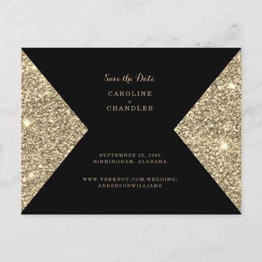Gold Glitter Afbeelding en zwart Glam sparen de da Briefkaart (Voorkant)
