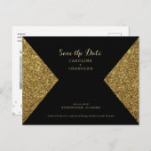 Gold Glitter Afbeelding en zwart Glam sparen de da Briefkaart (Voorkant / Achterkant)