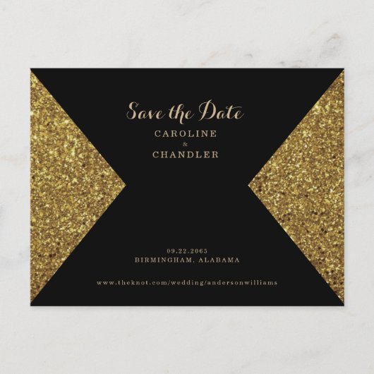 Gold Glitter Afbeelding en zwart Glam sparen de da Briefkaart (Voorkant)