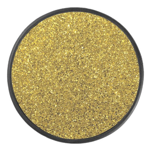Gold Glitter Afbeelding Patroon Hockey Puck (Voorkant)