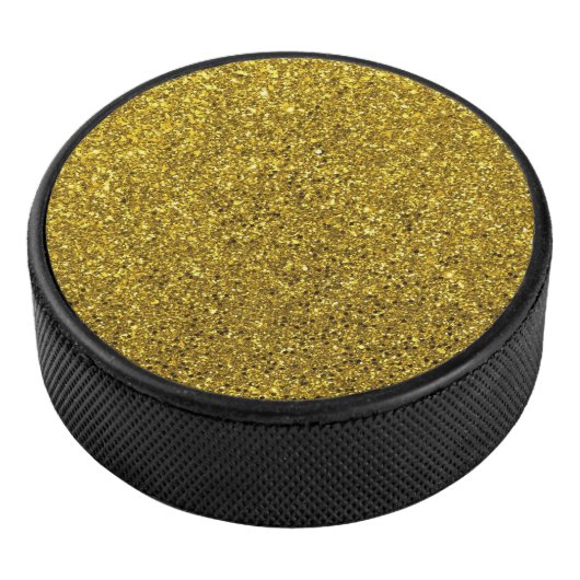 Gold Glitter Afbeelding Patroon Hockey Puck (3/4)