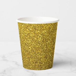 Gold Glitter Afbeelding Patroon Papieren Bekers