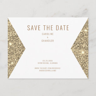 Gold Glitter Afbeelding & White Modern Save the Da Briefkaart