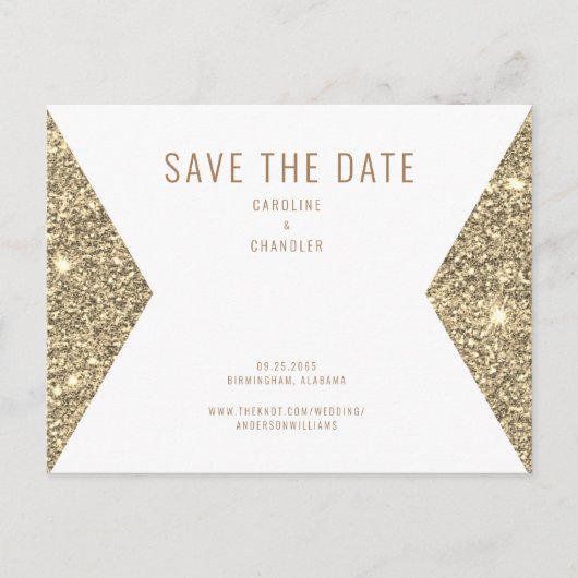 Gold Glitter Afbeelding & White Modern Save the Da Briefkaart (Voorkant)