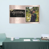 Gold Glitter Afstudeerder Pet, Foto Roos Gold Afst Spandoek (Beurs)