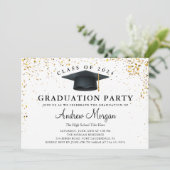 Gold Glitter Afstudeerder Pet Graduparty foto Kaart (Staand voorkant)