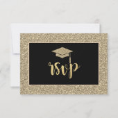 Gold Glitter Afstudeerder Pet Graduparty RSVP Kaartje (Voorkant)