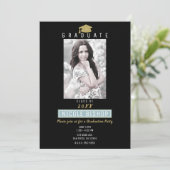 Gold Glitter Afstudeerder Pet Modern Graduation Pa Kaart (Staand voorkant)