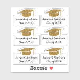 Gold Glitter Afstudeerder Pet Naam jaar Aangepast Sticker
