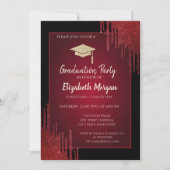 Gold Glitter Afstudeerder Pet, rode schijven zwart Kaart (Voorkant)