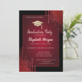 Gold Glitter Afstudeerder Pet, rode schijven zwart Kaart (Staand voorkant)