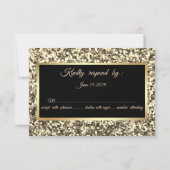 Gold Glitter Afstudeerder Pet, Sequins Graduparty RSVP Kaartje (Achterkant)