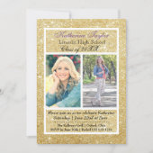 Gold Glitter Afstuderen Aankondiging 2 Foto's (Voorkant)