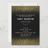 Gold Glitter Afstuderen Foto aankondiging (Achterkant)