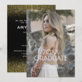 Gold Glitter Afstuderen Foto aankondiging (Voorkant / Achterkant)
