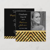Gold Glitter Afstuderen Fotouitnodiging Kaart (Voorkant / Achterkant)