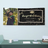 Gold Glitter Afstuderen Pet, foto-Afstuderen Spandoek (Beurs)