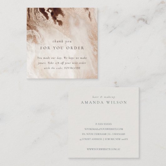 Gold Glitter Agate Hartelijk dank voor de korting  Vierkante Visitekaartje (Voorkant / Achterkant)