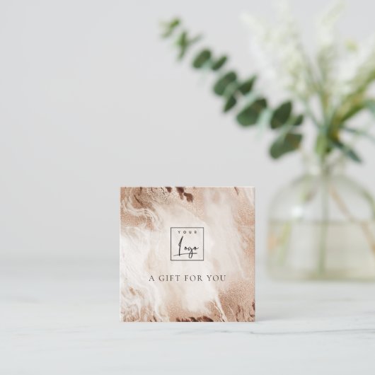 Gold Glitter Agate Marble Gift Certificate Logo Vierkante Visitekaartje (Staand voorkant)
