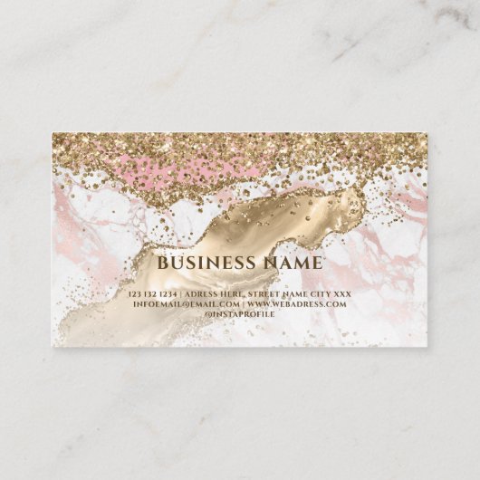 Gold Glitter Agate Modern Elegant Makeup Hair Chic Visitekaartje (Achterkant)