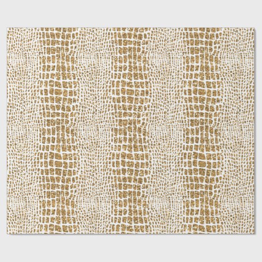 Gold Glitter Alligator Print Cadeaupapier (Vlak)