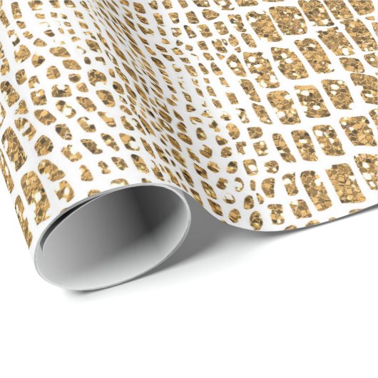 Gold Glitter Alligator Print Cadeaupapier (Rol Hoek)