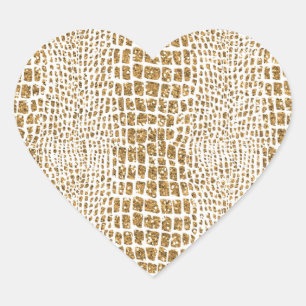 Gold Glitter Alligator Print Hart Sticker