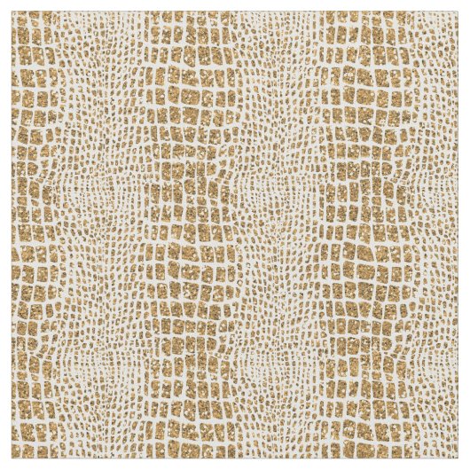 Gold Glitter Alligator Print Stof (Close Up)