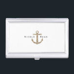 Gold Glitter Anchor Nautical Business Card Holder Visitekaarthouder<br><div class="desc">Gold Glitter Anchor Nautical Business Card Holder. Pas aan met om het even welke tekst of verlaat het leeg.</div>