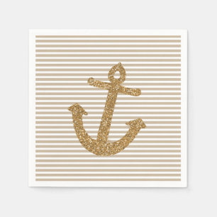 Gold Glitter Anchor Servet
