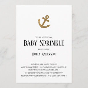 Gold Glitter Anchor Simple Baby Sprinkle Kaart